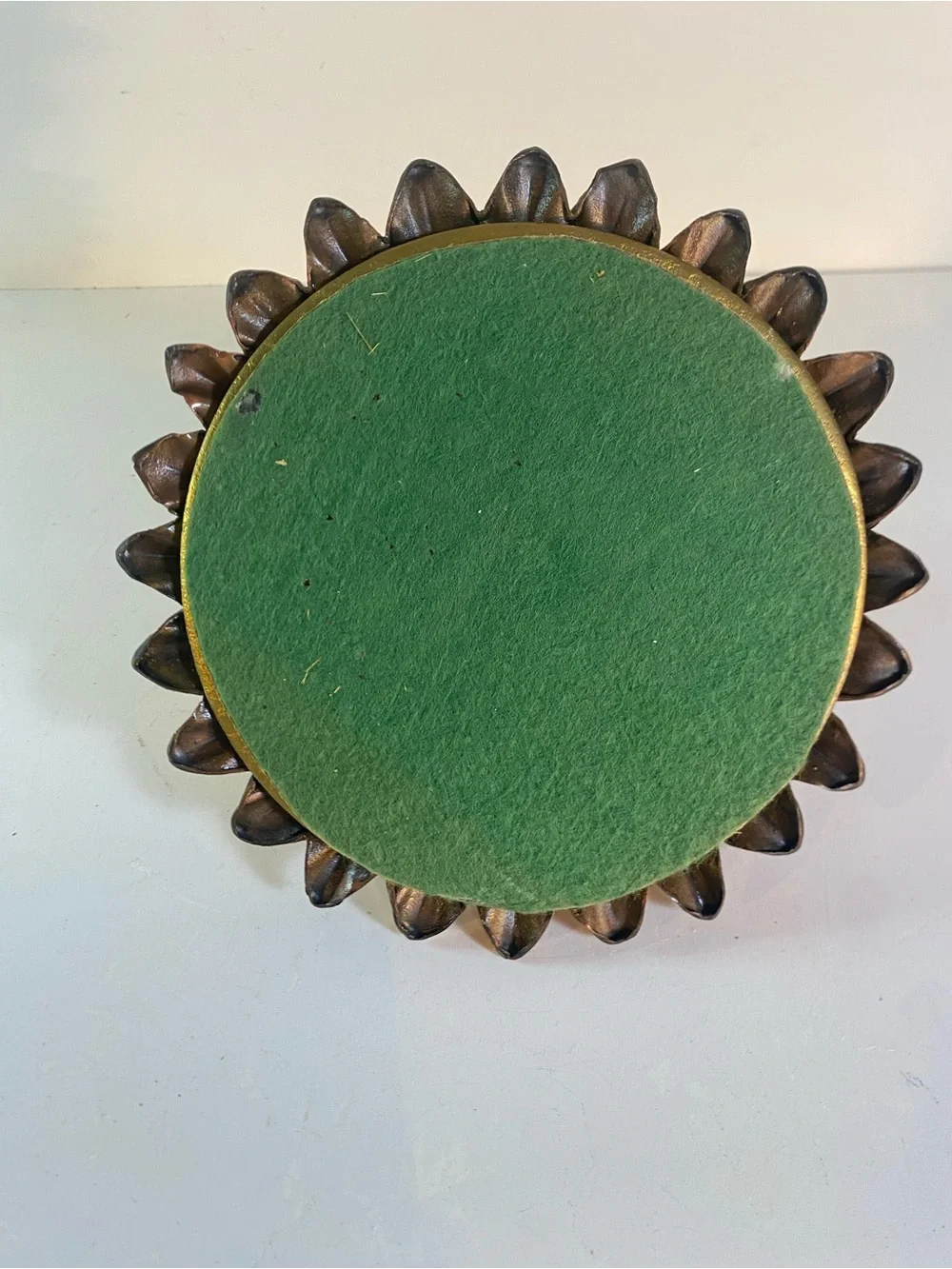 Vintage Heavy Brass Leaf Taper Candle Holder 6.5” Diameter